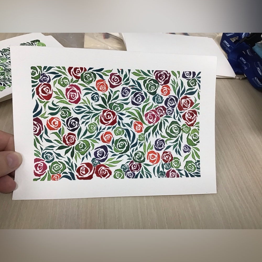 Original Floral India Ink Drawing